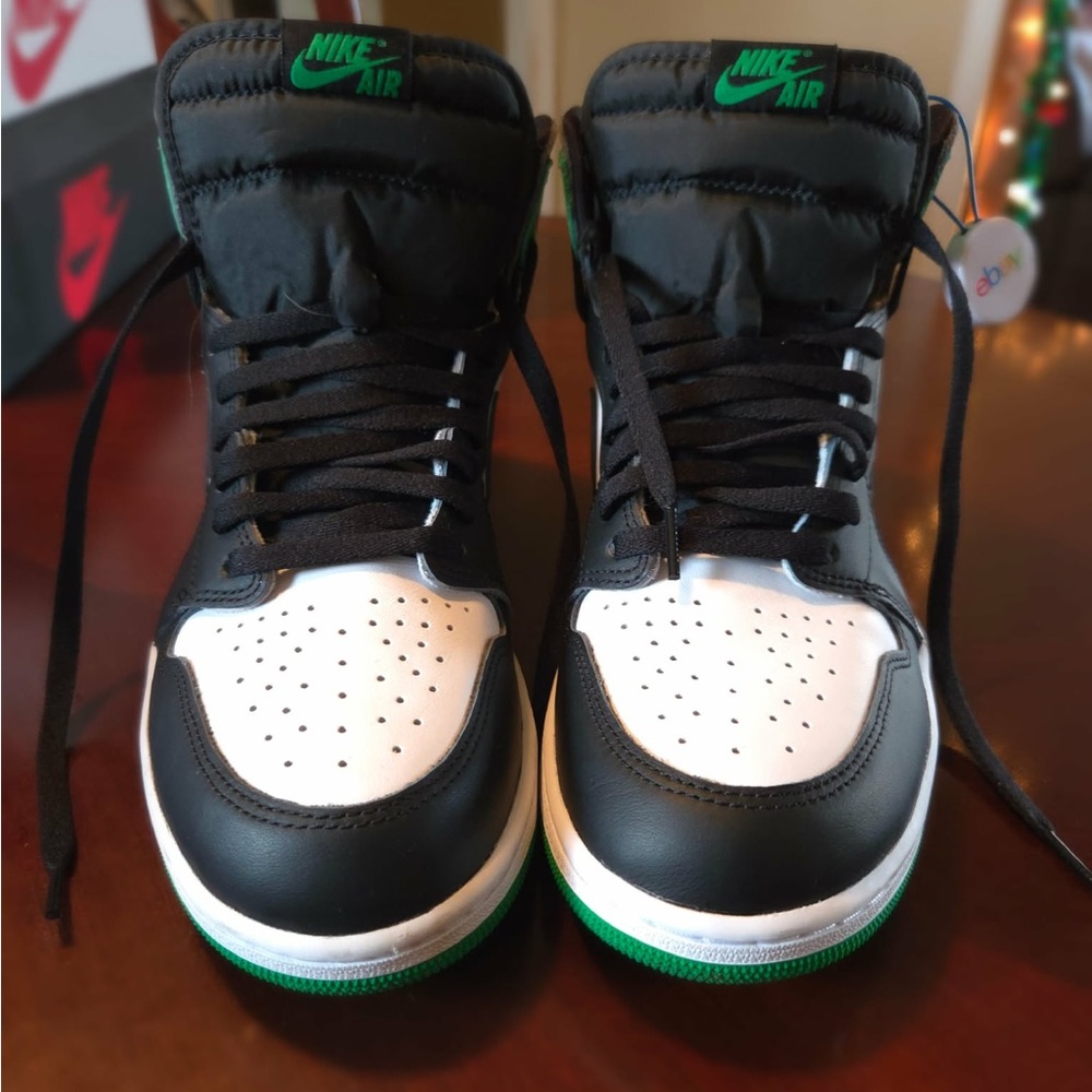 Nike Air Black and White Sneakers with Green Accents